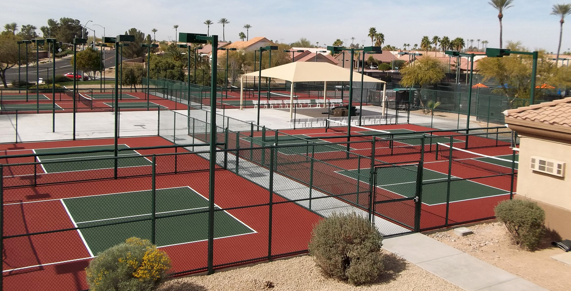 fenced pickelball court